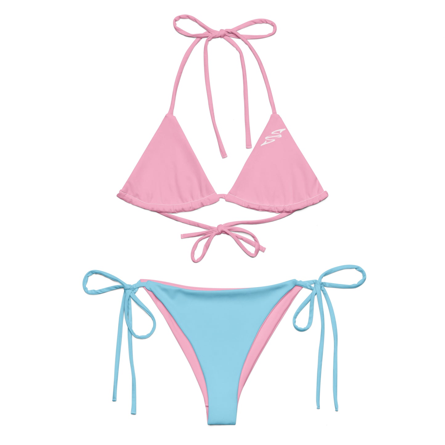LEGACY Two-Piece Recycled String Bikini - SPRY SZN Pink Top | Blue Bottom