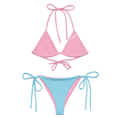LEGACY Two-Piece Recycled String Bikini - SPRY SZN Pink Top | Blue Bottom